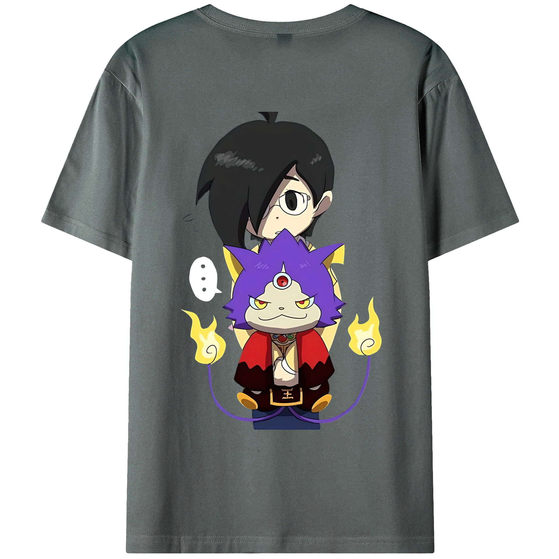 （画像用） 妖怪ウォッチ Yo-kai Watch 綿100％ メンズ半袖Tシャツ（バックプリント） 通気性